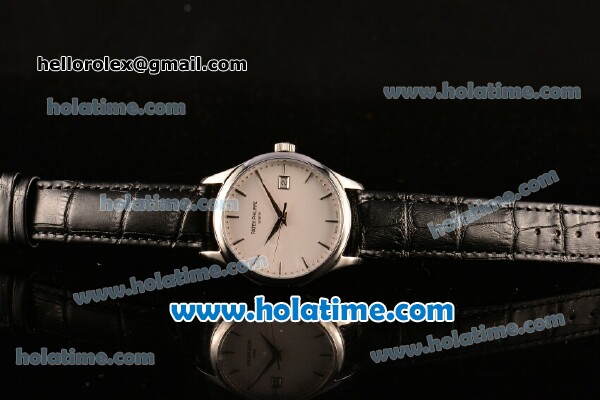 Patek Philippe Calatrava Swiss ETA 2824 Automatic Steel Case with White Dial and Stick Markers - Click Image to Close